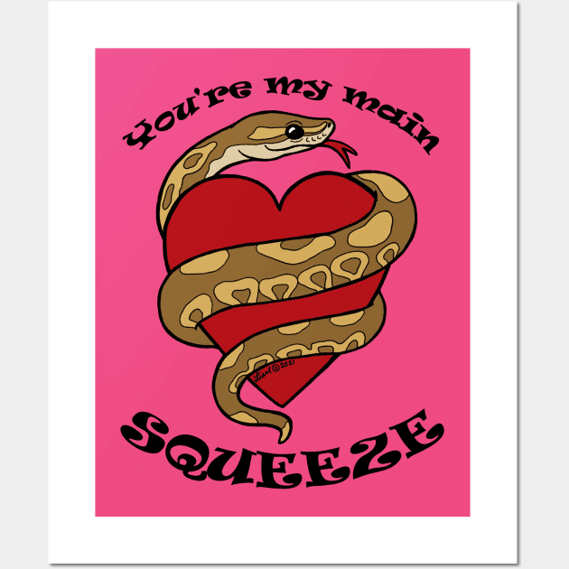 Main Squeeze Valentine Snek Wall Art by HonuHoney